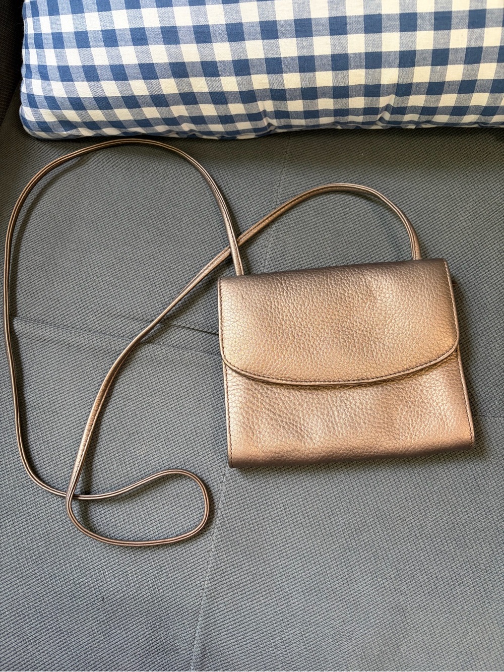 Derek Alexander Central Park Metallic Rose Gold Crossbody Organizer Bag